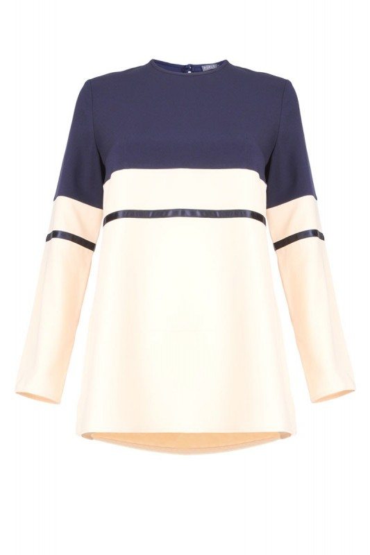 Poplook kyrel colourblock blouse in navy and cream