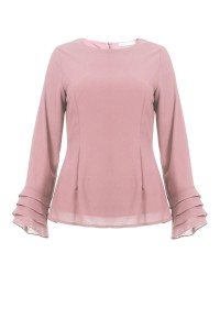 Poplook meena fitted tiered sleeve blouse in dusty pink